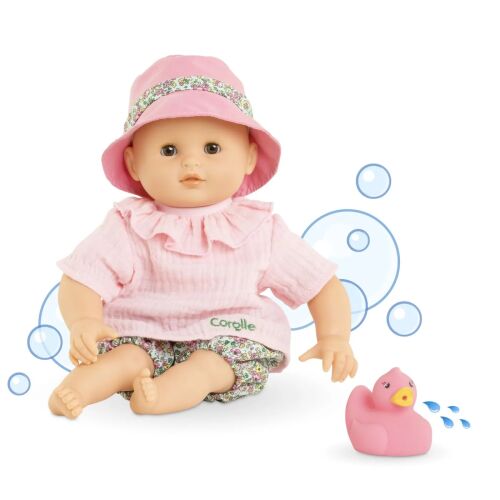 Corolle Coralie fürdő baba 30cm ülő rózsaszín kacsa játékkal - Baba