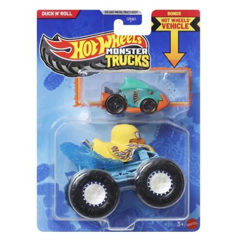 Hot Wheels Monster Trucks Duck N' Roll bónusz járművel, fém autómodell 