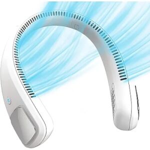 Ventilator de gât portabil alb cu flux de aer, reîncărcare USB, dispozitiv de răcire personal cu 3 viteze - Ventilatoare