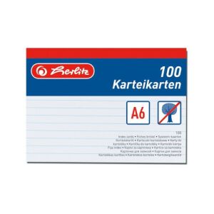 Herlitz Karty indeksowe herlitz, DIN A6, w linie, białe 138681674 - Notatnik