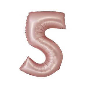 Matowy Różowozłoty Balon Foliowy Numer 5, 76 cm - Bułka w powietrzu