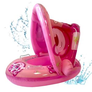 Teno rózsaszín mackós felfújható baba úszógumi levehető napernyővel - Úszógumi