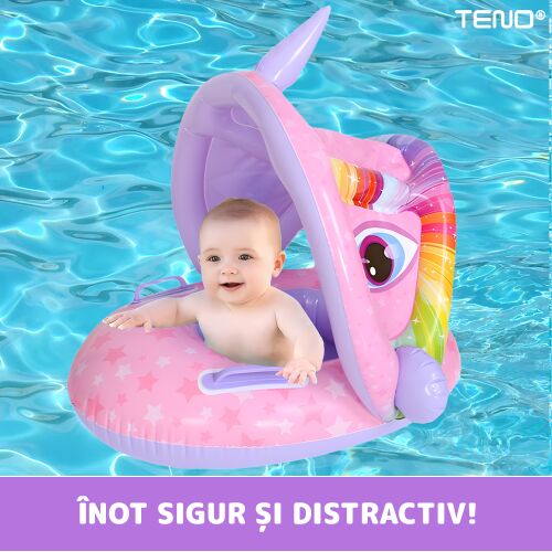 Teno® Egyszarvú Baba Úszógumi Napernyővel - 3-36 hónapos korig, Lila