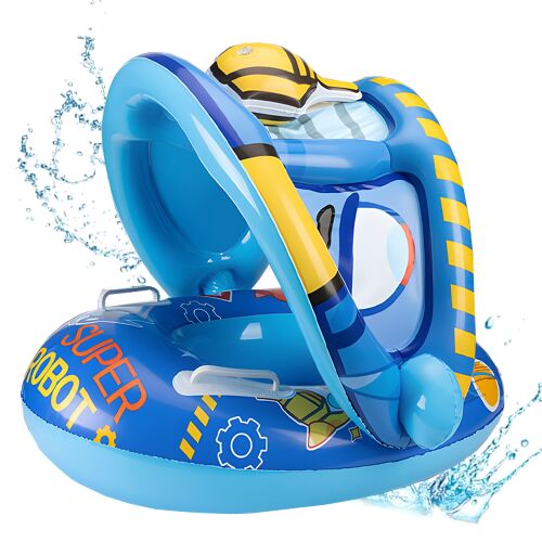 Teno baba úszógumi napernyővel, fehér háttérrel