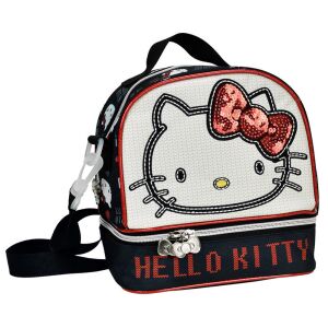 Термо чанта за обяд Hello Kitty Heart, бял дизайн с пайети - Носител на храна и напитки