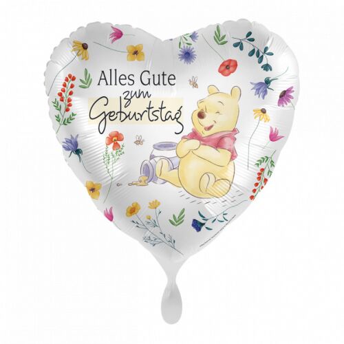 Disney Micimackó Születésnapi Fólia Lufi, 43 cm, szív alakú virágmintával - Lufi