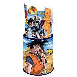Dragon Ball 7 darabos írószer szett vonalzóval, ceruzával, radírral, hegyezővel, noteszel, ceruzatartóval és csipesszel - Írószer szett