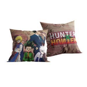 Hunter x Hunter díszpárna, 40x40 cm, anime design Gon, Killua, Kurapika és Leorio szereplőkkel - Díszpárna