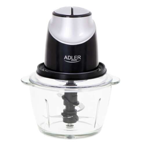 Adler AD4082 food chopper with glass bowl, black and silver