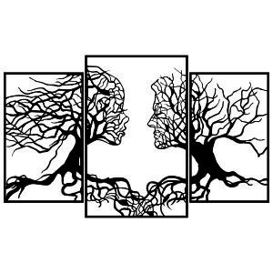 Életfa Arcok Fém Faldekoráció - 116x71cm, Modern Stílus