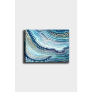 Absztrakt Kék-Arany Vászonkép - 50x70 cm, Fa Kerettel