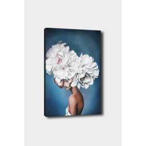 Virágos Női Portré Vászonkép - 50x70 cm, Fa Kerettel