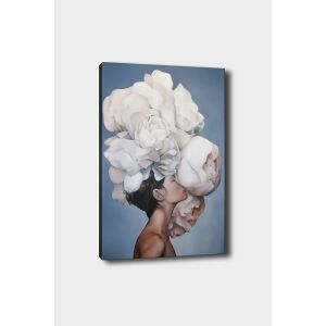 Virágos Női Portré Vászonkép - 50x70 cm, Fa Kerettel
