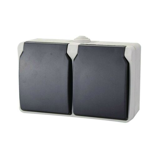 AQUATOP 9872H Kültéri Dupla Fali Dugalj - 2 Aljzat, IP54, Szürke 138705897