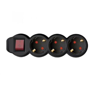 Home NV Fekete 3-as Hálózati Elosztó Kapcsolóval és 3m Kábellel - Elosztó