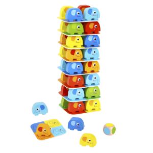 Tooky Toy - Színes Elefánt Egyensúlyozó Játék - 46 db