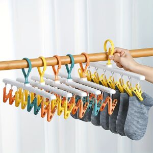 8 kapcsos műanyag akasztó zoknikhoz és kis ruhadarabokhoz, többszínű csipeszek - Ruhaszárító
