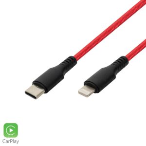 Home USB-C / Lightning Töltőkábel - 2.1A, 1m, Szövött, Piros 138712820 - Home