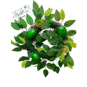 Zikk Zakk Flowers Lime Liget díszkoszorú fehér háttérrel - Ajtódísz