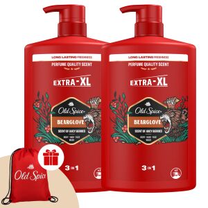 Old Spice Bearglove 3in1 Men's Shampoo and Shower Gel 2x1000ml + Gift Old Spice Satchels