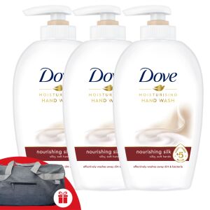 Dove Silk Feuchtigkeitsspendende Handwäsche 3x250ml mit gratis Dove Sporttasche - Dove