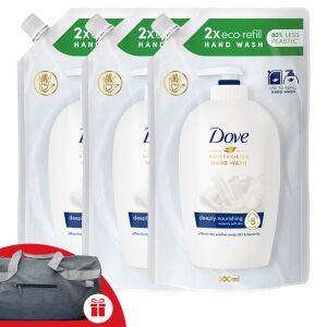 Dove Deeply Nourishing Tekući Sapun Punjenje 3x500ml s Besplatnom Sportskom Torbom - Dove