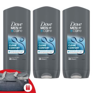 Dove Men+Care Clean Comfort Duschgel 3x400ml mit gratis Sporttasche - Dove