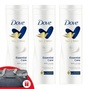 Dove Essential Care Telové mlieko 3x250ml + Darčeková športová taška Dove - Dove