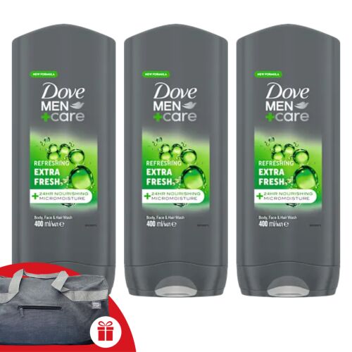 Dove Men+Care Extra Fresh Duschgel 3x400ml mit Sporttasche Geschenk
