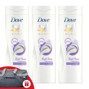 Dove Night Renew Body Lotion 3x400ml with Free Sports Bag - Body lotion
