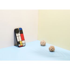 Carcasă MAN&WOOD pentru iPhone 12/12 Pro, lemn Mondrian, neagră