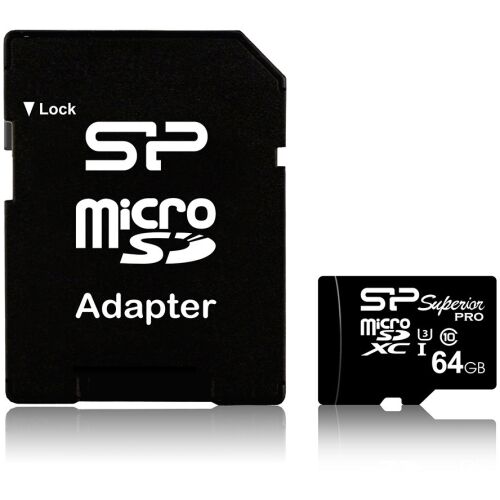 Карта памет Silicon Power microSDXC 64GB Superior Pro U3 + адаптер 138720633