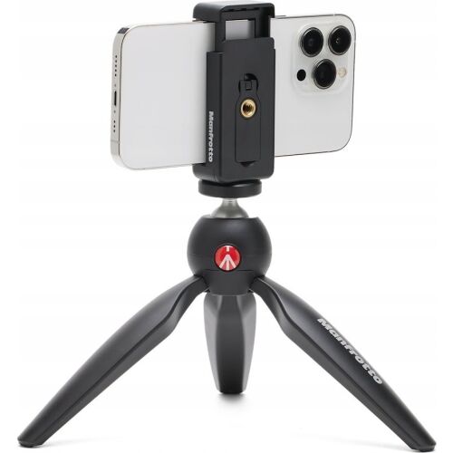 Mini statív Manfrotto PIXI so smartfónom, stolový statív