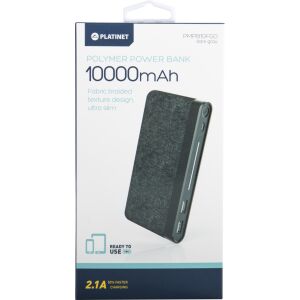 Acumulator extern Platinet 10000mAh LiPo împletit din material textil 2.1A, gri închis (44385) 138720991 - Baterii externe