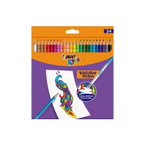 BIC Kids Evolution Illusion radierbare Buntstifte, 24 Farben 138721604
