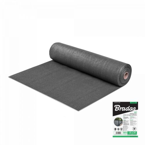 Bradas 90% Schattierungsnetz Rolle, 1,5x25m, Grau, Garten Sichtschutz