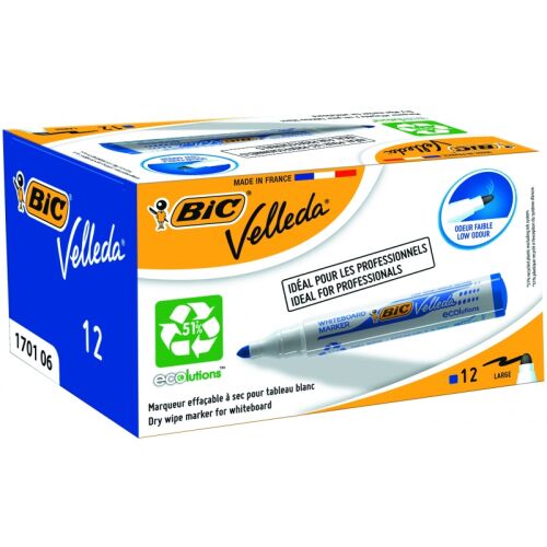Marker do tablic suchościeralnych BIC VELL 1701, 1-5 mm, niebieski, opakowanie 12 szt. 525826 138722093