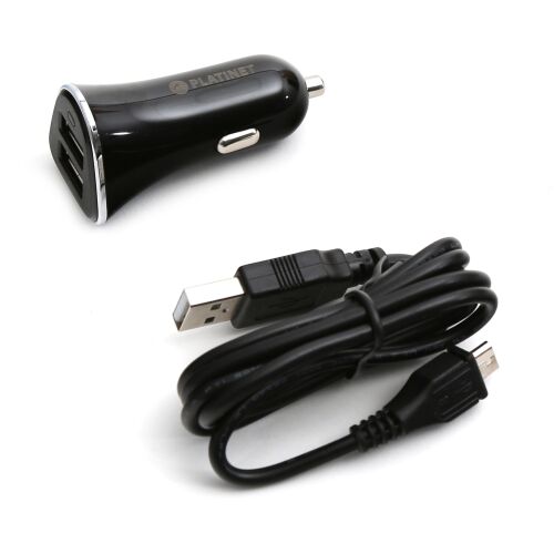 Autonabíjačka Platinet + kábel 2xUSB 3400mA, čierna (43719)