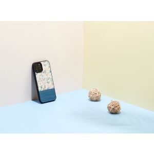 Carcasă MAN&WOOD pentru iPhone 12 Pro Max, floare albastră și neagră