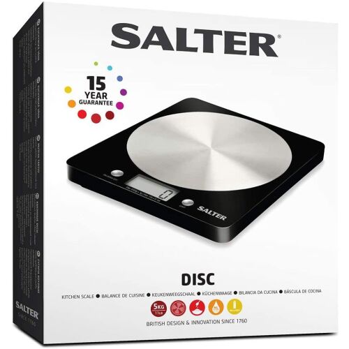 Salter 1036 BCFEU12 Disc Elektronische digitale Küchenwaage, Schwarz 138724055
