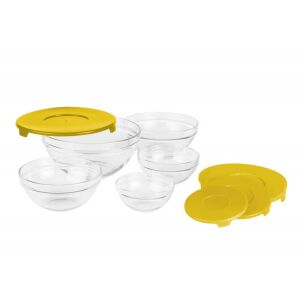SET 5 BOLURI DE STICLA CU CAPAC, GALBEN 138724813 - Cutii alimentare