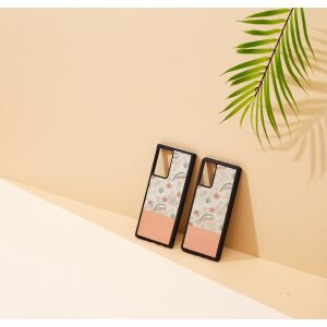 MAN&WOOD Galaxy Note 20 tok - Rózsaszín virágmintás, fekete keret 138725007 - Man&Wood