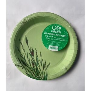 Екологични хартиени чинии Reed Go Green Ø18см 10 бр./ 0.07кг 138725668 - Плоча за еднократна употреба