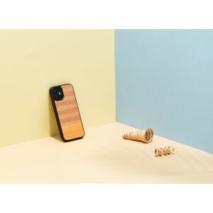 Puzdro MAN&WOOD pre iPhone 12 mini s motívom rybej kosti, oranžová, čierna
