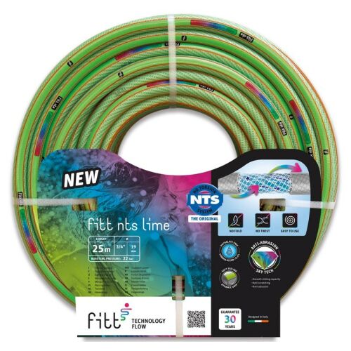 Градински маркуч Fitt NTS Lime, 3/4 инча, дължина 25 м, навит за лесно съхранение