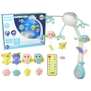 Vrtuljak za dječji krevetić Projektor Pilot Melodije Životinjski zvukovi Plava 138726998 - Lean Toys