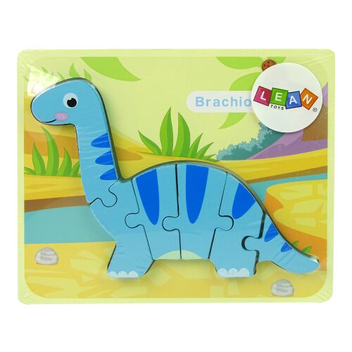 Drevené puzzle dinosaurus brachiosaurus modrý 138727692