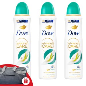 Dove Advanced Care Go Fresh Круша и Алое Вера Антиперспирант 3x150ml с безплатна спортна чанта - Dove