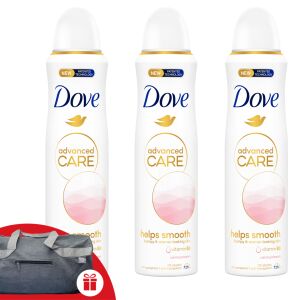 Dámsky antiperspirant Dove Aerosol Calming Blossom 3x150ml + darčeková športová taška Dove