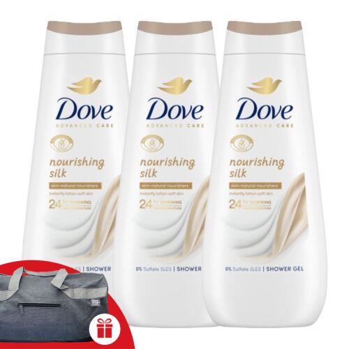 Dove Advanced Care Nourishing Silk Duschgel 3x400ml mit gratis Sporttasche